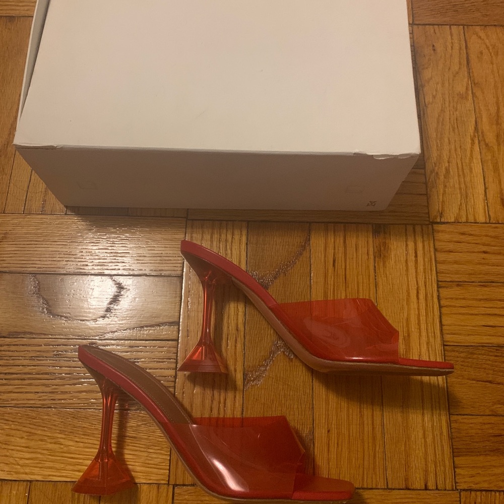 Amina Muaddi Red PVC Lupitas